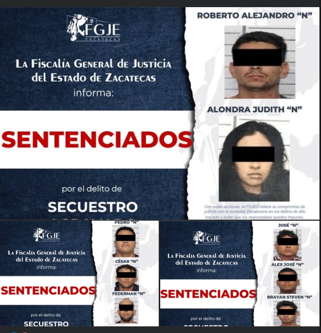 Los ocho sentenciados en un juicio oral Fichas emitidas por la FGJEZ