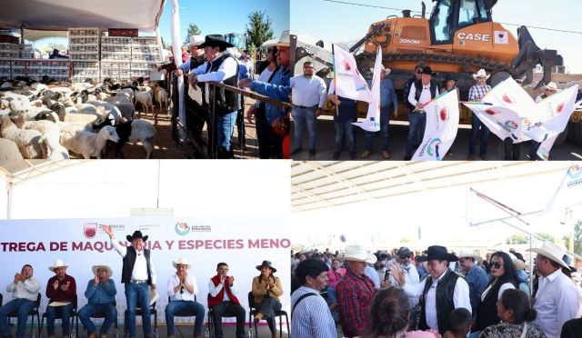 Entregó pies de cría, maquinaria e hizo anuncios relevantes para las y los productores gobernador en Plateros