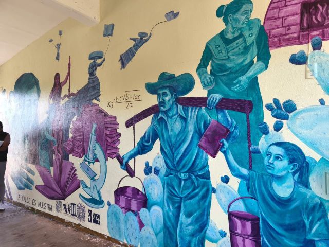 Así quedó el mural en el plantel mural a Prepa VI Trancoso